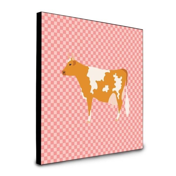 8 x 8 x 0.625 in. Guernsey Cow Pink Check Artwork Panel Wall Decor, Carolines Treasures, Mfr#: BB7821UP88